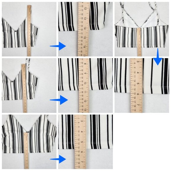 Windsor Womens Crop Top Lined Size M White with Black Stripes - Picture 4 of 8